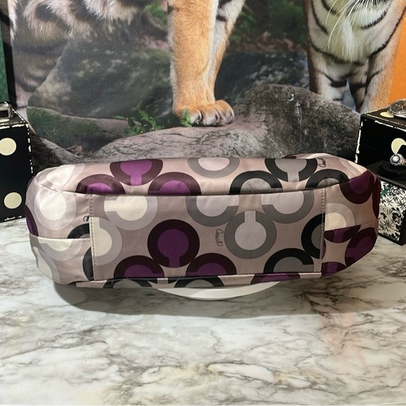 RARE Coach Sateen Signature Hobo Bag - Black and Purple - Picture 6 of 15
